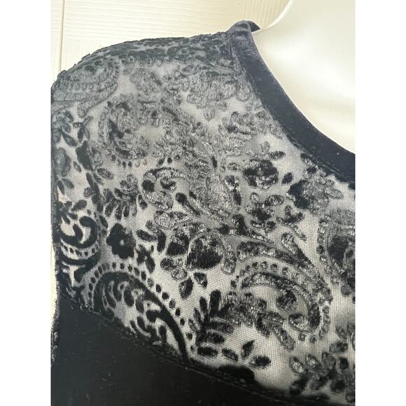 Jacqueline Ferrar Black Velvet Burnout Dress Womens 4 Sleeveless Cocktail Party - Picture 4 of 9